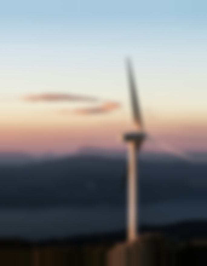 Wind turbine at dusk